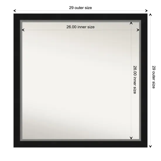 Amanti Art Non-Beveled Wall Mirror, Eva Black Silver Narrow Frame {1}