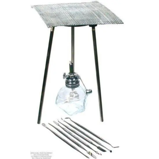 Alcohol Lamp & Tripod w/Screen 6 Wax Spatulas {1}