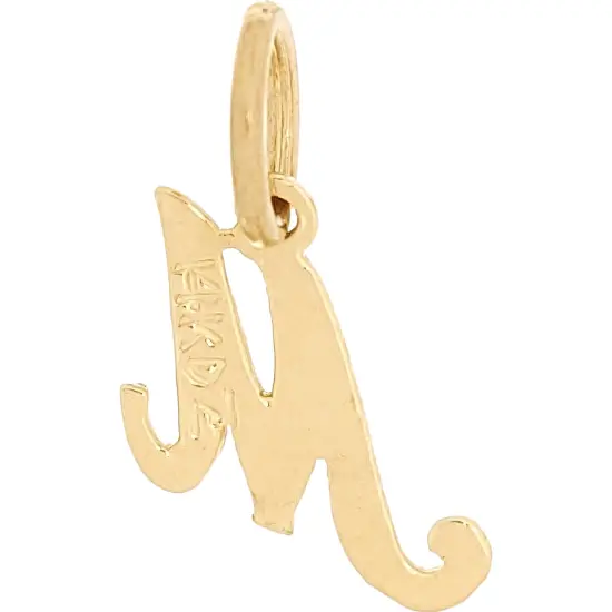 14K Gold Cursive "M" Letter Charm Initial Jewelry 9.5mm {2}