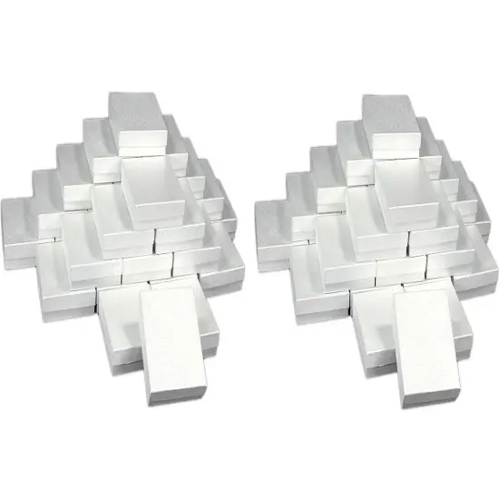 3.5" White Swirl Cotton FIlled Jewelry Display Gift Box Set of 50 {1}