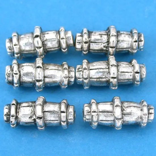 15g Bali Tube Beads Antique Silver Plated 17mm Approx 6 {1}