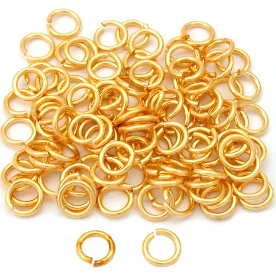 100 Gold Plated Open Jump Rings Connectors Findings 7mm {1}