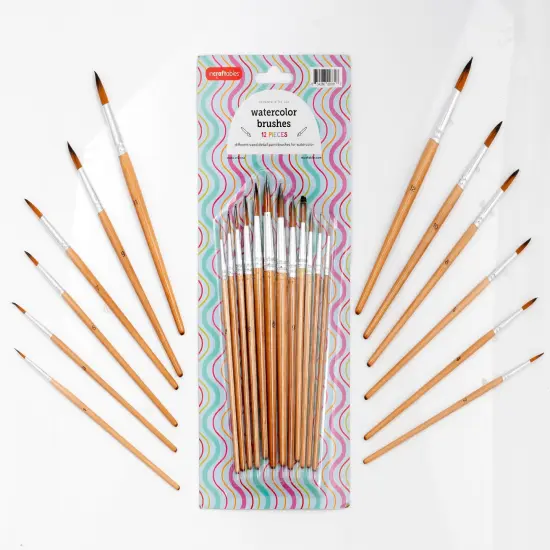 Incraftables Watercolor Paint Brushes Set (12 pcs). Round Art Paint Brushes for Watercolor Painting. Detail Water Color Paint Brushes for Adults, Professional Artists & Kids for Acrylic & Oil Painting {1}