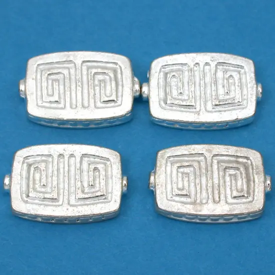 Fluted Rectangle Beads Silver Plated Bead 19mm Approx 3 {1}
