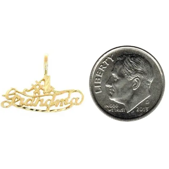14K Yellow Gold #1 Grandma Charm Pendant {2}