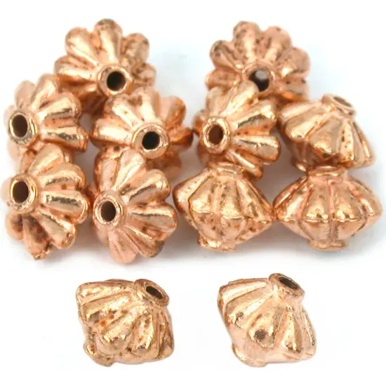 Fluted Saucer Bicone Bali Beads Copper Plated Approx 12 {1}