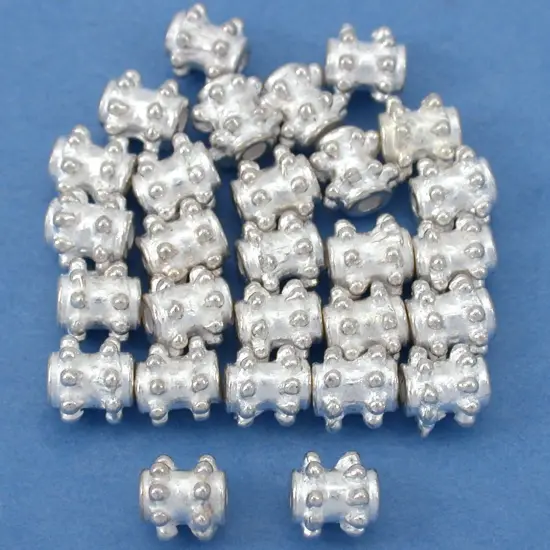 15g Dot Bali Tube Beads Silver Plated 6mm Approx 25 {1}