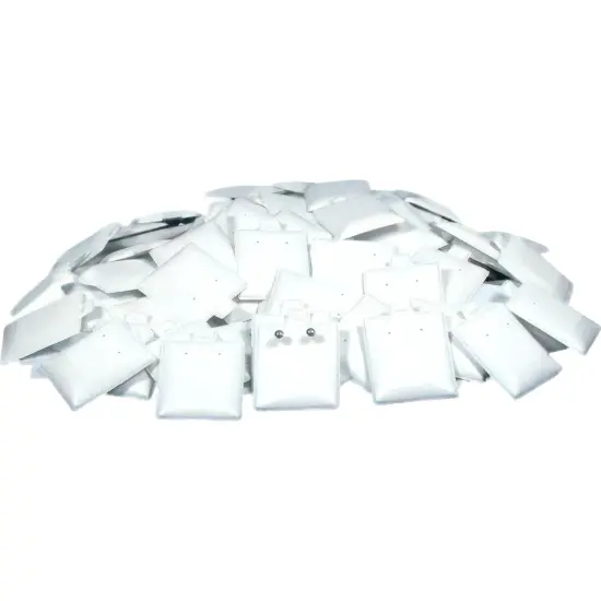 100 White Puff Earring Cards & Display Trays {2}