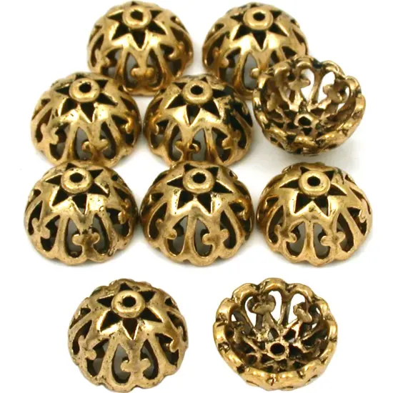 Filigree Bead Caps Antique Gold Plated 12.5mm Approx 14 {1}