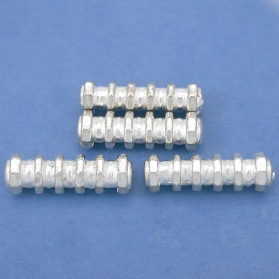 15g Bali Octagon Tube Beads Silver Plated 23mm Approx 4 {1}