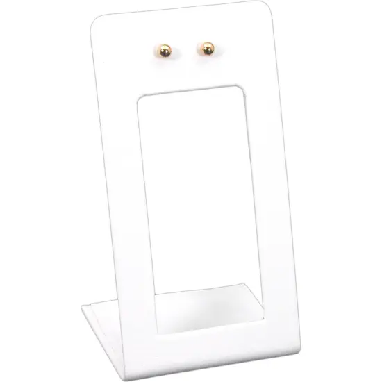 White Leather Earring Display Stand Jewelry Case 2 3/8" {1}