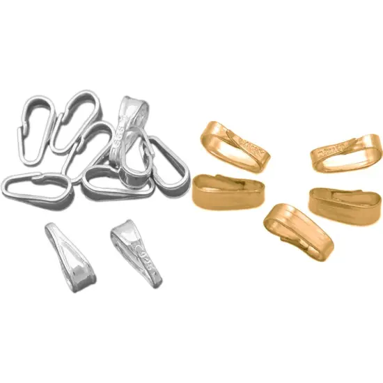 Sterling Silver & Gold Filled Medium Pendant Snap Bails 8mm x 2.5mm Kit 15 Pcs {1}