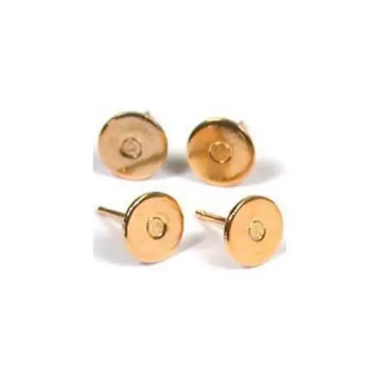 4 Earring Posts Flat Beading Gold Filled Jewelry 6mm {1}
