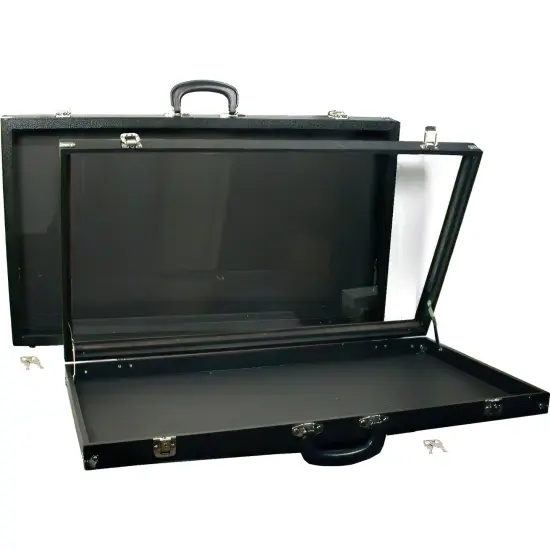 2 Black Glass Top Travel Jewelry Display Carrying Case {1}