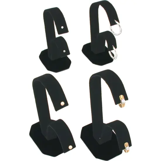 4 Black Velvet Earring Showcase Countertop Display Stands {1}