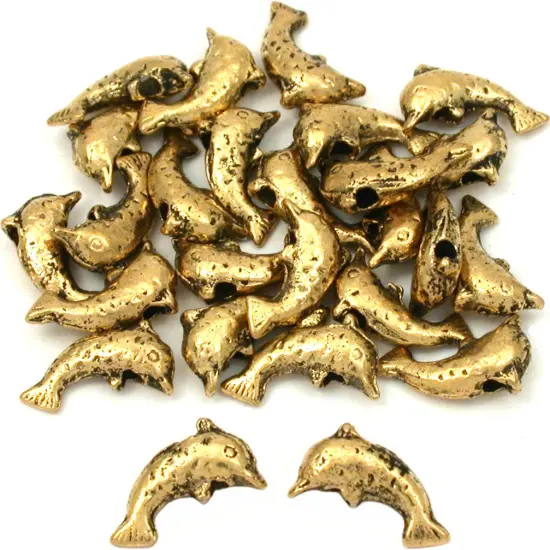 15g Dolphin Beads Antique Gold Plate 9.5mm Approx 25 {1}