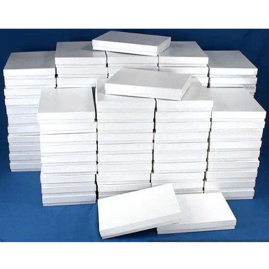 100 White Swirl Cotton Boxes Necklace Jewelry Gift Box Displays 7 1/8" {2}