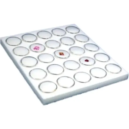 Black Sqaure Glass-top Case (Single Metal Latch) w/ White Foam 25 Gem Jar Insert {3}