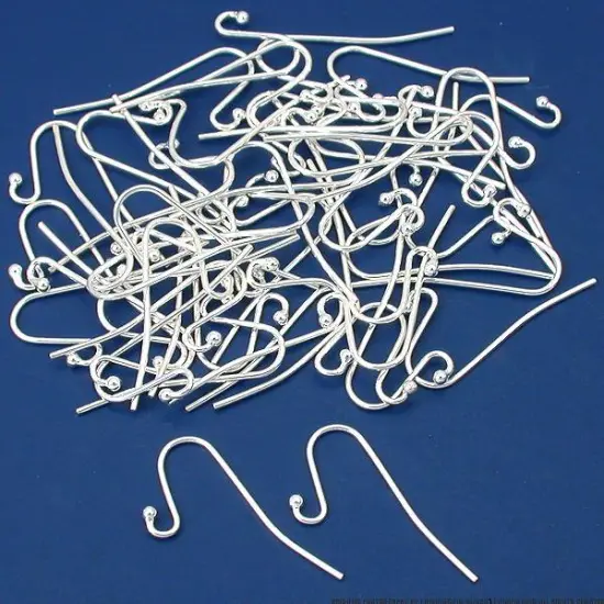 50 Silver Plated Bali Style Ball Shepherd Hook Earrings {1}