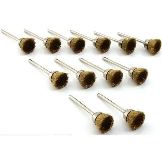 12 Brass Wire Cup Brushes 3/4" Rotary Wheel Shank Jewelers Tool {1}