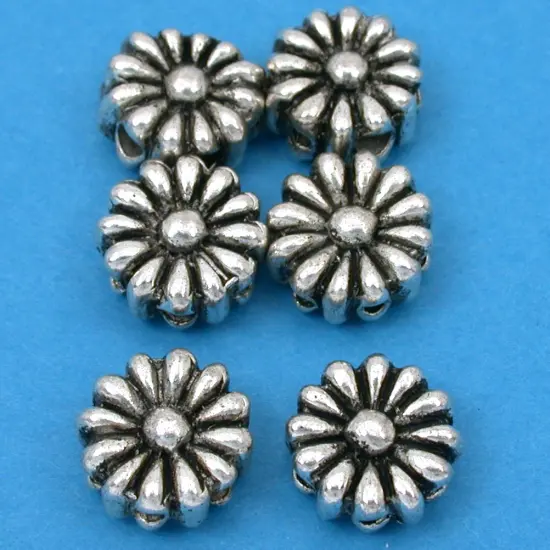17g Flower Spacer Bead Antq Silver Plated 11mm Approx 6 {1}