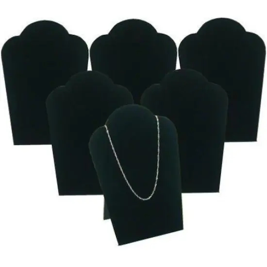 6 Black Velvet Necklace Pendant Jewelry Bust Display Easel 3 3/4" x 5 1/4" {1}