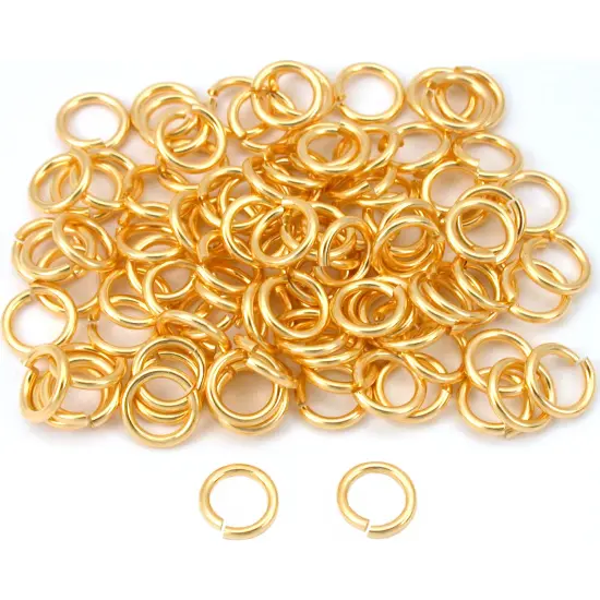 100 Gold Plated Open Jump Rings Findings Connectors 8mm {1}