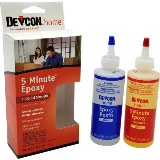 Devcon Fast Set 5-Minute Clear Colorless 1500 psi Epoxy Adhesive Glue 8.5 fl oz {1}
