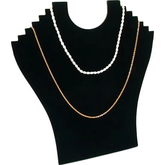 6 Tier Black Flocked Cardboard Necklace Chain Display Bust Easel {1}