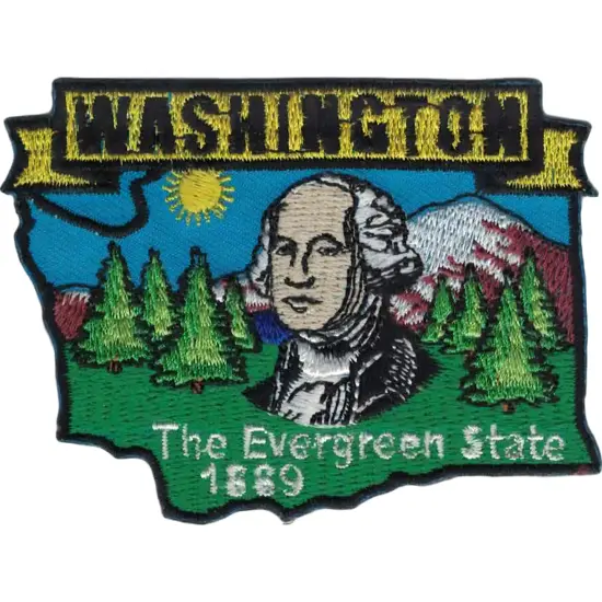 State of Washington The Evergreen State 1889 Flag Map Patch 3" {1}