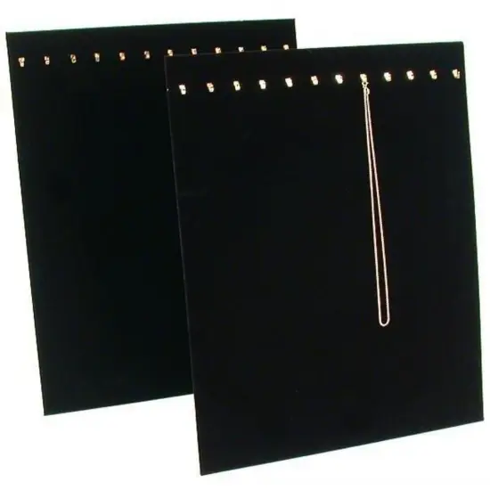 2 Black Velvet 12 Chain Necklace Showcase Easel Display Pads {1}