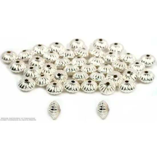 36 Corrugated Saucer Beads Sterling Silver Beading Part {1}