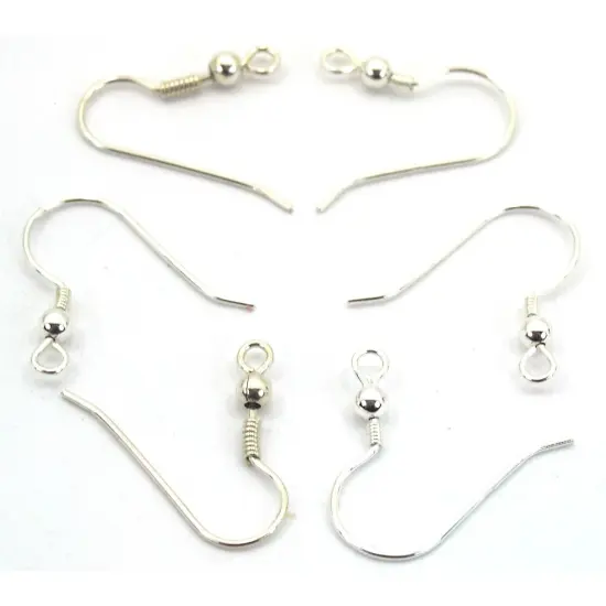 6 Fish Hook Sterling Silver Wire Wrap Ball Earring 22G {1}