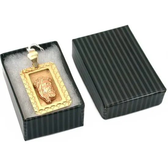 100 Black Stripe Cotton Filled Jewelry Gift Box 1 7/8" {2}