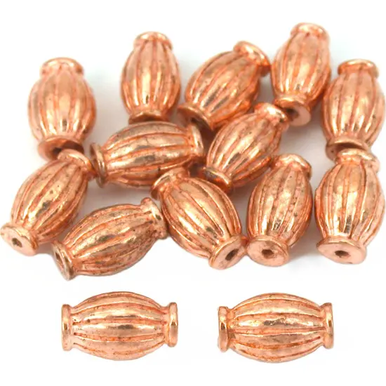 Fluted Tube Bali Beads Copper Plated 9.5mm Approx 14Pcs {1}