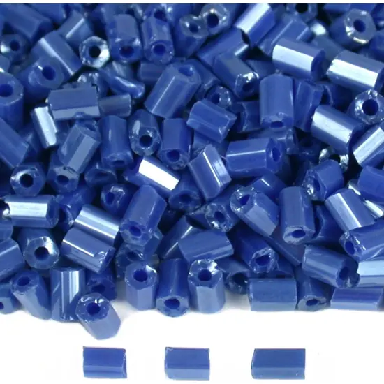 65 Grams Opaque Dark Blue Bugle Glass Beads Sz 1 {1}