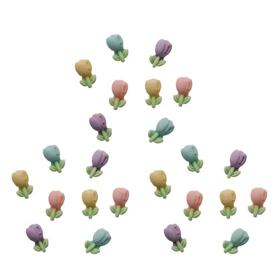 Buttons Galore Flatback Embellishments for Crafts - Tiny Tulips - 24 Pieces {5}