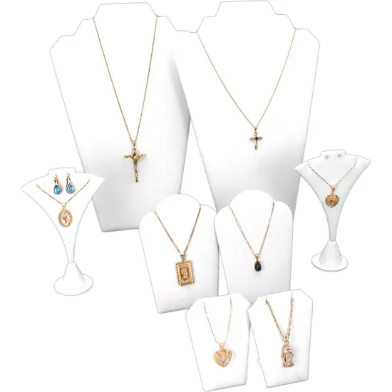 8 Pc Set White Leather Necklace Chain Jewelry Displays {1}