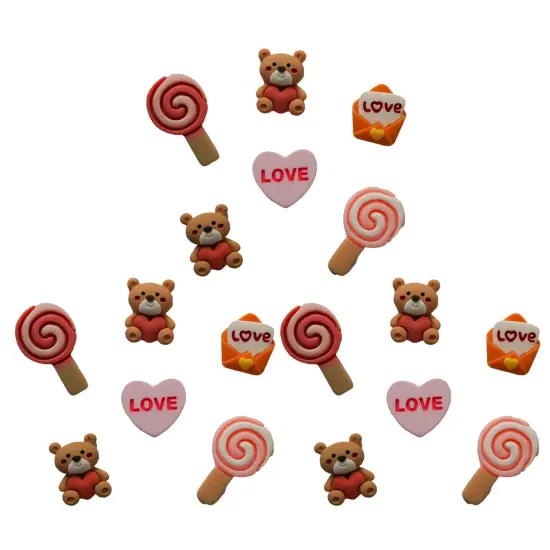 Buttons Galore Flatback Embellishments for Crafts - Beary Love - 18 Pieces {4}