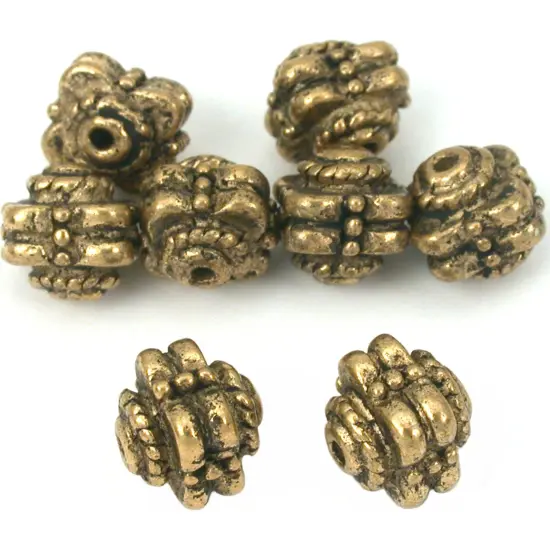Flower Bali Spacer Beads Antique Gold Plt 9mm Approx 8 {1}