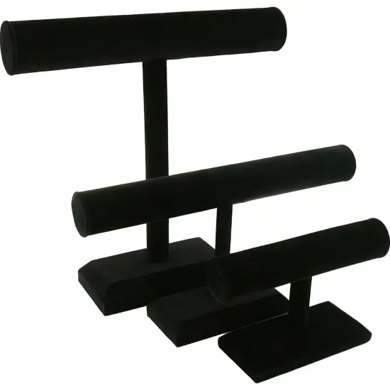 3 Chain Bracelet T Bar Jewelry Display Black Velvet {1}