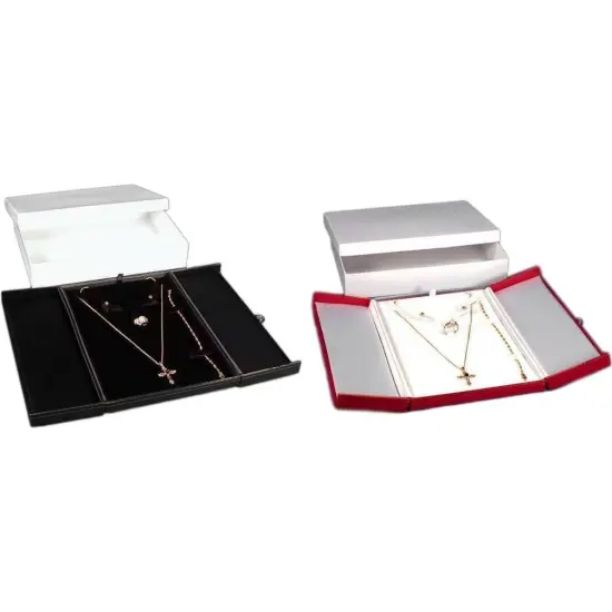 Red & Black Earring Ring Necklace Bracelet Combination Jewelry Boxes Kit 2 Pcs {1}