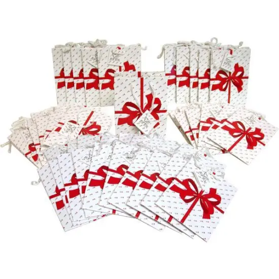 40 Red Bow Shopping Bag Jewelry Box Paper Gift Tote {1}