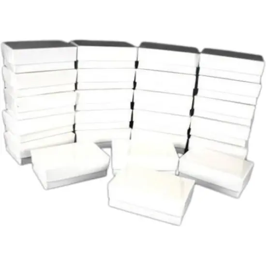 24 Cotton Boxes White Pendant Chain Charm Jewelry Displays 2 5/8" {1}