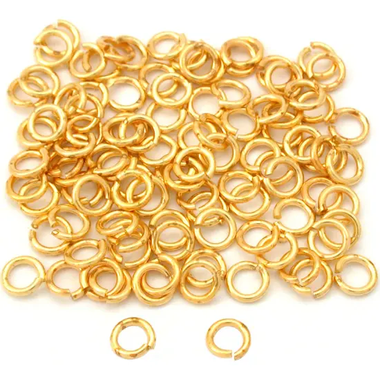 100 Real Gold Plated Open Jump Rings Connectors 5mm {1}