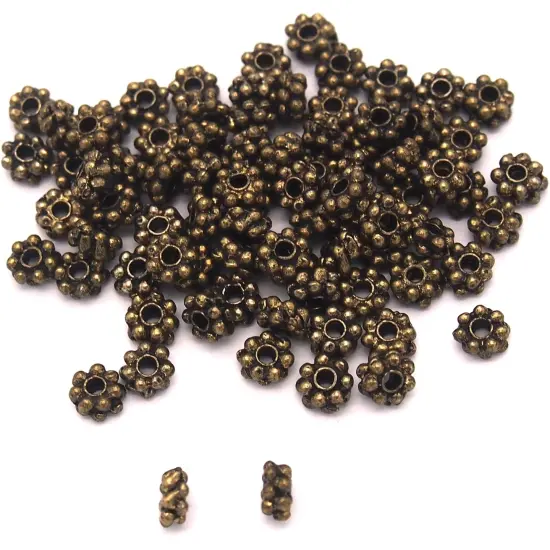 Daisy Bali Spacer Beads Antique Gold Plt 5mm Approx 80 {1}