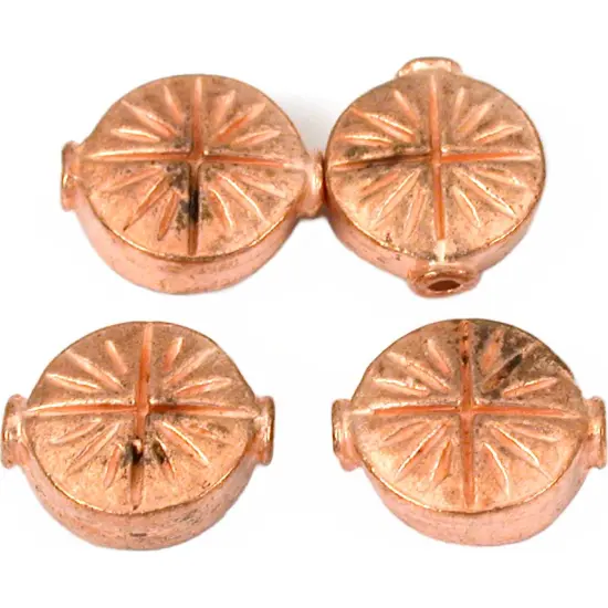Fluted Star Disc Beads Copper Plated 9.5mm New Approx 4 {1}