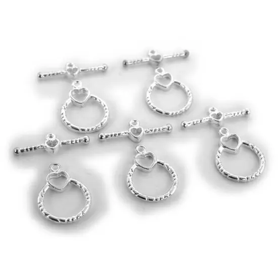 Heart Bali Toggle Clasp Silver Plated 28mm Approx 4 {1}