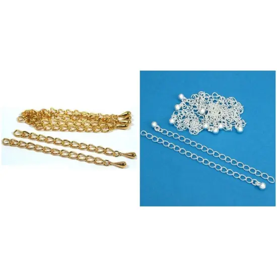 Gold & Silver Plated NeckLace Bracelet Chain Extenders Kit 20 Pcs {1}