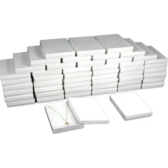 50 Cotton White Necklace Pendant Jewelry Gift Boxes 7 1/8" {1}